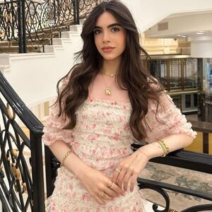 Needle & Thread Pink Floral Midi Dress $520